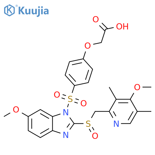 Acetic acid,[4-[[6-methoxy-2-[[(4-methoxy-3,5-dimethyl-2-pyridinyl)methyl]sulfinyl]-1H-benzimidazol-1-yl]sulfonyl]phenoxy]- structure
