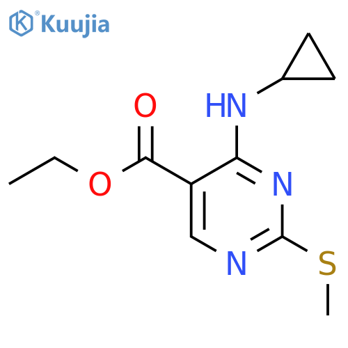 Ethyl 4-(cyclopropylamino)-2-(methylthio)pyrimidine-5-carboxylate structure