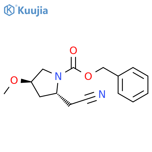 1-Pyrrolidinecarboxylic acid, 2-(cyanomethyl)-4-methoxy-, phenylmethylester, (2R,4R)- structure