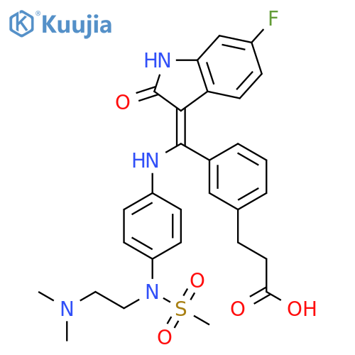 Benzenepropanoic acid,3-[(Z)-[[4-[[2-(dimethylamino)ethyl](methylsulfonyl)amino]phenyl]amino](6-fluoro-1,2-dihydro-2-oxo-3H-indol-3-ylidene)methyl]- structure