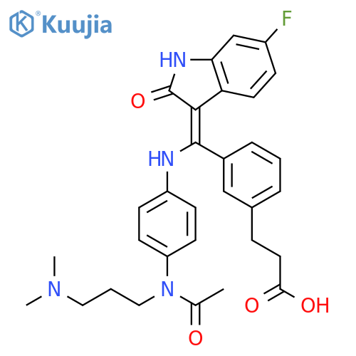 Benzenepropanoic acid,3-[(Z)-[[4-[acetyl[3-(dimethylamino)propyl]amino]phenyl]amino](6-fluoro-1,2-dihydro-2-oxo-3H-indol-3-ylidene)methyl]- structure