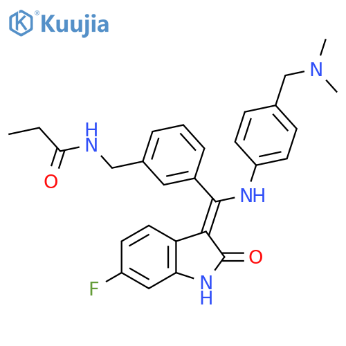 Propanamide,N-[[3-[(Z)-[[4-[(dimethylamino)methyl]phenyl]amino](6-fluoro-1,2-dihydro-2-oxo-3H-indol-3-ylidene)methyl]phenyl]methyl]- structure