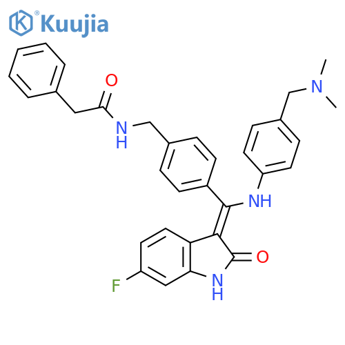 Benzeneacetamide,N-[[4-[(Z)-[[4-[(dimethylamino)methyl]phenyl]amino](6-fluoro-1,2-dihydro-2-oxo-3H-indol-3-ylidene)methyl]phenyl]methyl]- structure