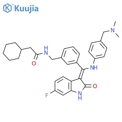 Cyclohexaneacetamide,N-[[3-[(Z)-[[4-[(dimethylamino)methyl]phenyl]amino](6-fluoro-1,2-dihydro-2-oxo-3H-indol-3-ylidene)methyl]phenyl]methyl]- structure