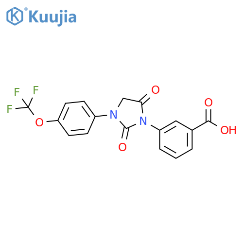 Benzoic acid,3-[2,5-dioxo-3-[4-(trifluoromethoxy)phenyl]-1-imidazolidinyl]- structure