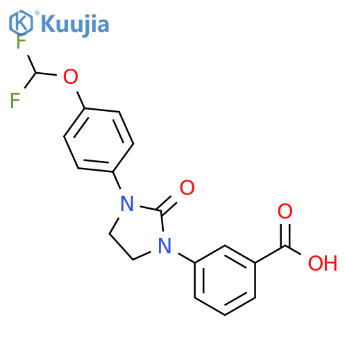 Benzoic acid, 3-[3-[4-(difluoromethoxy)phenyl]-2-oxo-1-imidazolidinyl]- structure