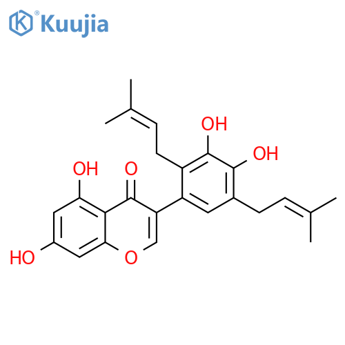 4H-1-Benzopyran-4-one,3-[3,4-dihydroxy-2,5-bis(3-methyl-2-butenyl)phenyl]-5,7-dihydroxy- structure