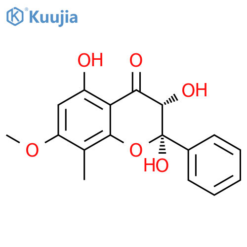 4H-1-Benzopyran-4-one, 2,3-dihydro-2,3,5-trihydroxy-7-methoxy-8-methyl-2-phenyl-, (2R,3S)-rel- structure