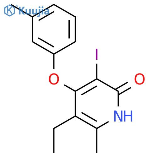 2(1H)-Pyridinone, 5-ethyl-3-iodo-6-methyl-4-(3-methylphenoxy)- structure