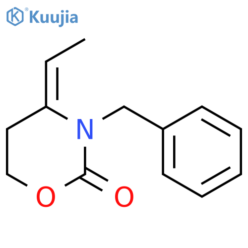 2H-1,3-Oxazin-2-one, 4-ethylidenetetrahydro-3-(phenylmethyl)-, (E)- structure