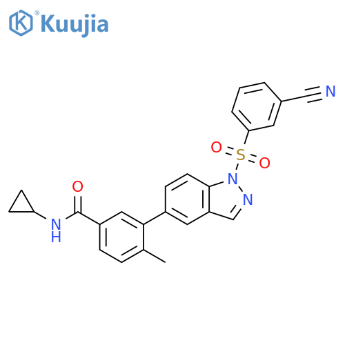 Benzamide,3-[1-[(3-cyanophenyl)sulfonyl]-1H-indazol-5-yl]-N-cyclopropyl-4-methyl- structure