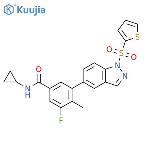 Benzamide,N-cyclopropyl-3-fluoro-4-methyl-5-[1-(2-thienylsulfonyl)-1H-indazol-5-yl]- structure