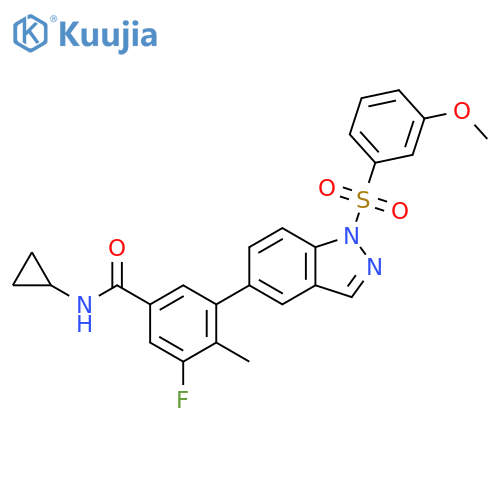 Benzamide,N-cyclopropyl-3-fluoro-5-[1-[(3-methoxyphenyl)sulfonyl]-1H-indazol-5-yl]-4-methyl- structure
