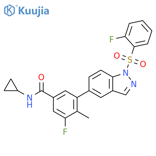 Benzamide,N-cyclopropyl-3-fluoro-5-[1-[(2-fluorophenyl)sulfonyl]-1H-indazol-5-yl]-4-methyl- structure
