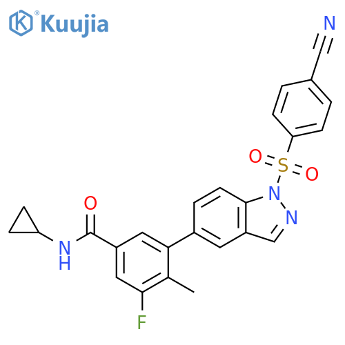Benzamide,3-[1-[(4-cyanophenyl)sulfonyl]-1H-indazol-5-yl]-N-cyclopropyl-5-fluoro-4-methyl- structure