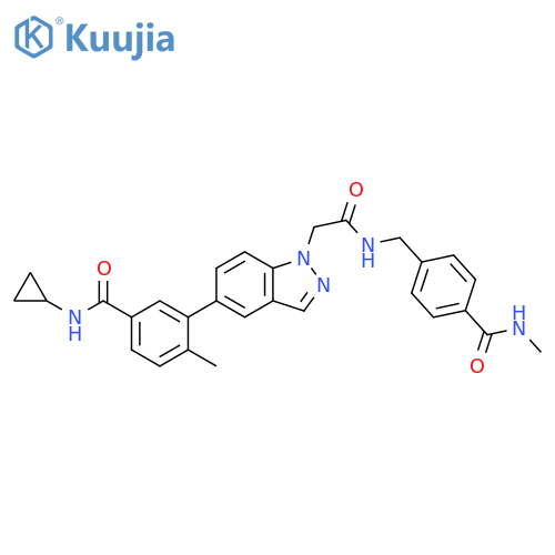1H-Indazole-1-acetamide,5-[5-[(cyclopropylamino)carbonyl]-2-methylphenyl]-N-[[4-[(methylamino)carbonyl]phenyl]methyl]- structure