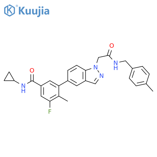 1H-Indazole-1-acetamide,5-[5-[(cyclopropylamino)carbonyl]-3-fluoro-2-methylphenyl]-N-[(4-methylphenyl)methyl]- structure