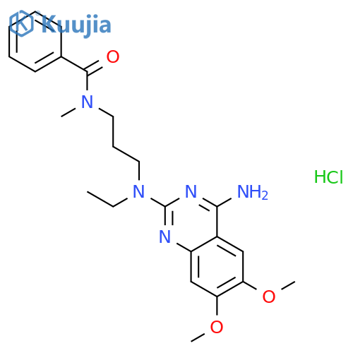 N-{3-[(4-amino-6,7-dimethoxyquinazolin-2-yl)(ethyl)amino]propyl}-N-methylbenzamide hydrochloride structure