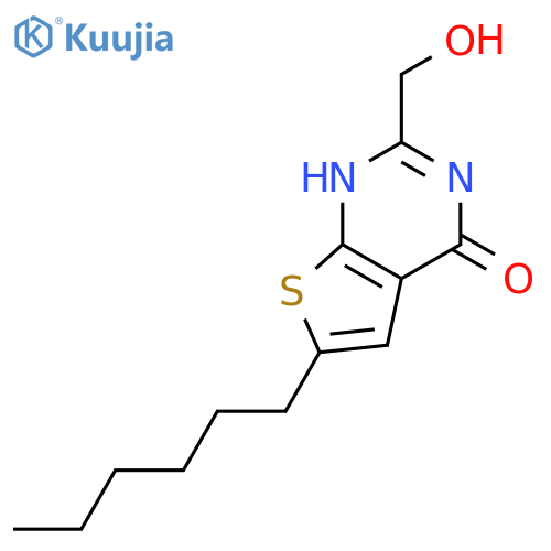 THIENO[2,3-D]PYRIMIDIN-4(1H)-ONE, 6-HEXYL-2-(HYDROXYMETHYL)- structure