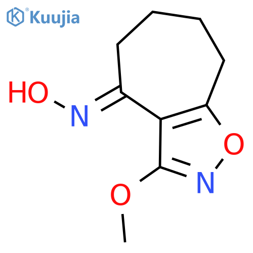 4H-CYCLOHEPT[D]ISOXAZOL-4-ONE, 5,6,7,8-TETRAHYDRO-3-METHOXY-, OXIME structure