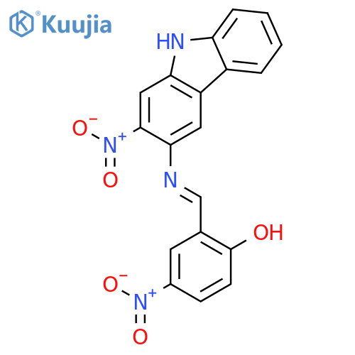 Phenol, 4-nitro-2-[[(2-nitro-9H-carbazol-3-yl)imino]methyl]- structure