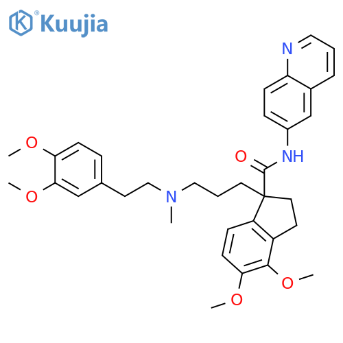 1H-Indene-1-carboxamide,1-[3-[[2-(3,4-dimethoxyphenyl)ethyl]methylamino]propyl]-2,3-dihydro-4,5-dimethoxy-N-6-quinolinyl- structure