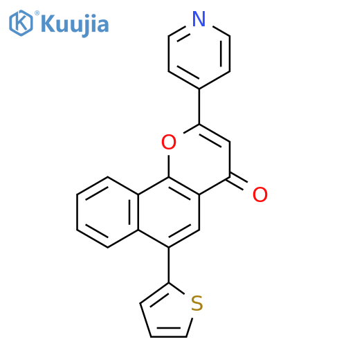 4H-Naphtho[1,2-b]pyran-4-one, 2-(4-pyridinyl)-6-(2-thienyl)- structure