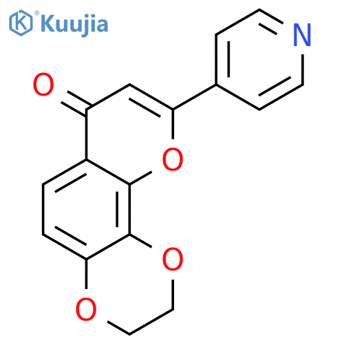 7H-Pyrano[2,3-f]-1,4-benzodioxin-7-one, 2,3-dihydro-9-(4-pyridinyl)- structure