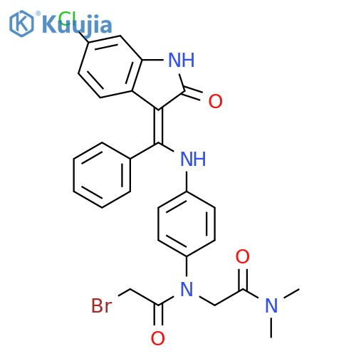 Acetamide,2-[(bromoacetyl)[4-[[(Z)-(6-chloro-1,2-dihydro-2-oxo-3H-indol-3-ylidene)phenylmethyl]amino]phenyl]amino]-N,N-dimethyl- structure