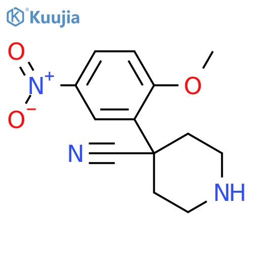4-Piperidinecarbonitrile, 4-(2-methoxy-5-nitrophenyl)- structure