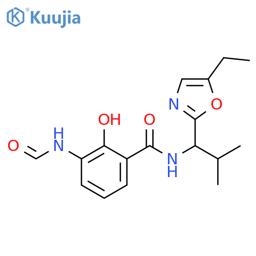 Benzamide,N-[1-(5-ethyl-2-oxazolyl)-2-methylpropyl]-3-(formylamino)-2-hydroxy- structure