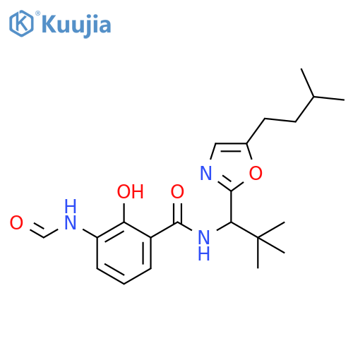 Benzamide,N-[2,2-dimethyl-1-[5-(3-methylbutyl)-2-oxazolyl]propyl]-3-(formylamino)-2-hydroxy- structure