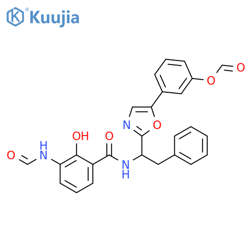 Benzamide,3-(formylamino)-N-[1-[5-[3-(formyloxy)phenyl]-2-oxazolyl]-2-phenylethyl]-2-hydroxy- structure