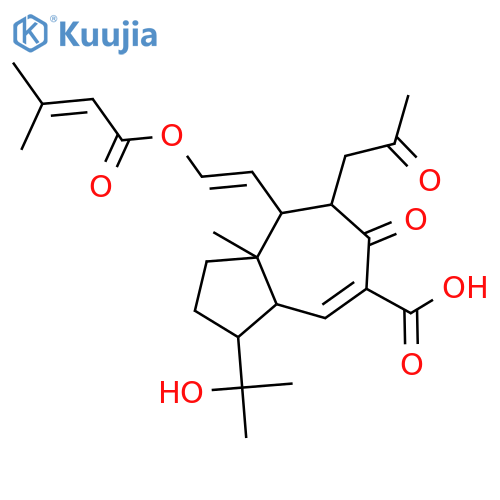 5-Azulenecarboxylic acid, 1,2,3,3a,6,7,8,8a-octahydro-3-(1-hydroxy-1-methylethyl)-8a-methyl-8-[(1E)-2-[(3-methyl-1-oxo-2-buten-1-yl)oxy]ethenyl]-6-oxo-7-(2-oxopropyl)-, (3R,3aR,7R,8R,8aR)-rel-(+)- structure
