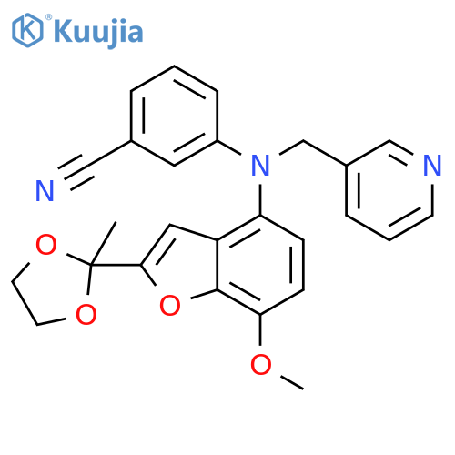 Benzonitrile,3-[[7-methoxy-2-(2-methyl-1,3-dioxolan-2-yl)-4-benzofuranyl](3-pyridinylmethyl)amino]- structure