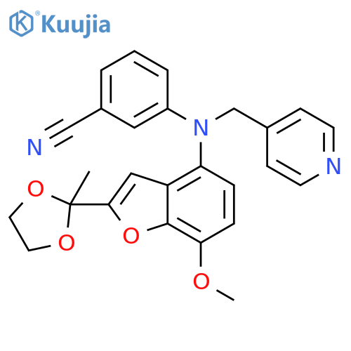 Benzonitrile,3-[[7-methoxy-2-(2-methyl-1,3-dioxolan-2-yl)-4-benzofuranyl](4-pyridinylmethyl)amino]- structure