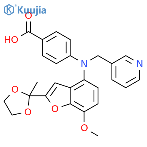 Benzoic acid,4-[[7-methoxy-2-(2-methyl-1,3-dioxolan-2-yl)-4-benzofuranyl](3-pyridinylmethyl)amino]- structure