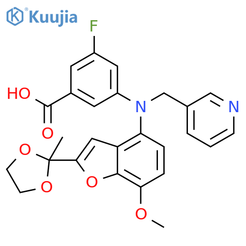 Benzoic acid,3-fluoro-5-[[7-methoxy-2-(2-methyl-1,3-dioxolan-2-yl)-4-benzofuranyl](3-pyridinylmethyl)amino]- structure
