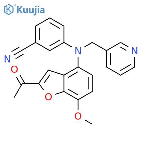 Benzonitrile,3-[(2-acetyl-7-methoxy-4-benzofuranyl)(3-pyridinylmethyl)amino]- structure