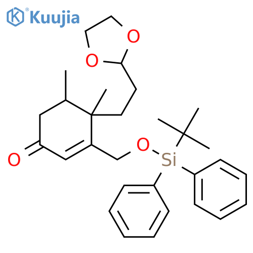 2-Cyclohexen-1-one, 3-[[[(1,1-dimethylethyl)diphenylsilyl]oxy]methyl]-4-[2-(1,3-dioxolan-2-yl)ethyl]-4,5-dimethyl-, (4R,5S)-rel- structure