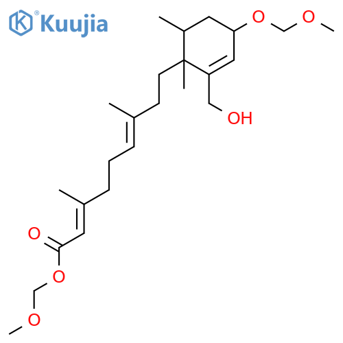2,6-Nonadienoic acid, 9-[(1R,4R,6S)-2-(hydroxymethyl)-4-(methoxymethoxy)-1,6-dimethyl-2-cyclohexen-1-yl]-3,7-dimethyl-, methoxymethyl ester, (2E,6E)-rel- structure
