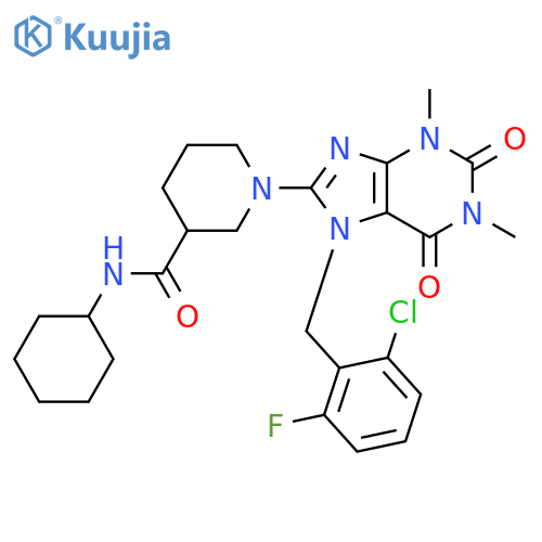 3-Piperidinecarboxamide,1-[7-[(2-chloro-6-fluorophenyl)methyl]-2,3,6,7-tetrahydro-1,3-dimethyl-2,6-dioxo-1H-purin-8-yl]-N-cyclohexyl- structure