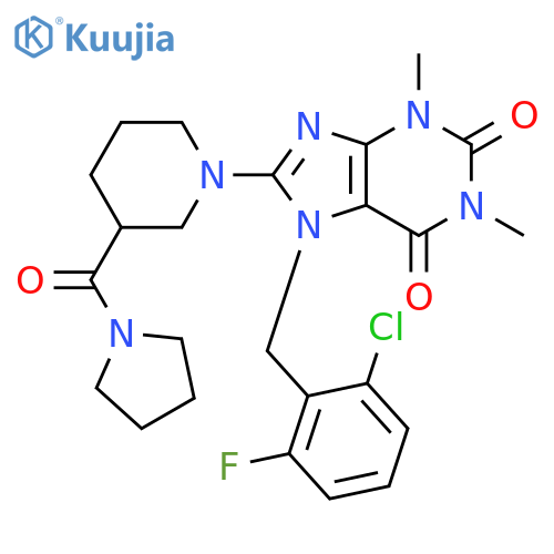 Pyrrolidine,1-[[1-[7-[(2-chloro-6-fluorophenyl)methyl]-2,3,6,7-tetrahydro-1,3-dimethyl-2,6-dioxo-1H-purin-8-yl]-3-piperidinyl]carbonyl]- structure