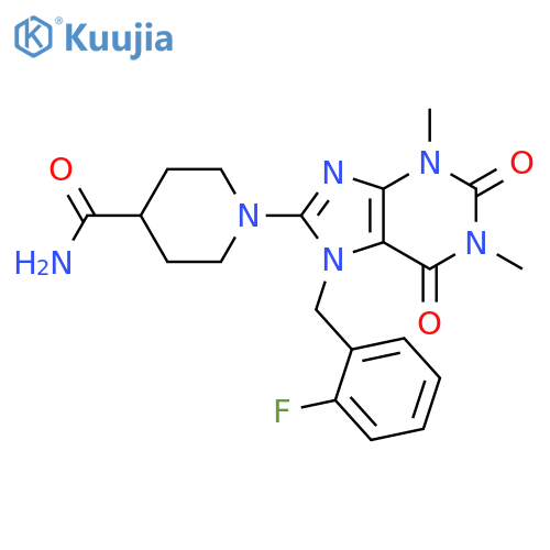 4-Piperidinecarboxamide,1-[7-[(2-fluorophenyl)methyl]-2,3,6,7-tetrahydro-1,3-dimethyl-2,6-dioxo-1H-purin-8-yl]- structure