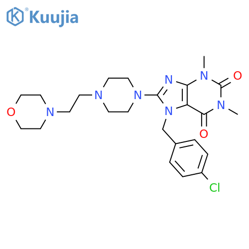 1H-Purine-2,6-dione,7-[(4-chlorophenyl)methyl]-3,7-dihydro-1,3-dimethyl-8-[4-[2-(4-morpholinyl)ethyl]-1-piperazinyl]- structure
