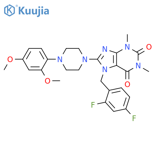 1H-Purine-2,6-dione,7-[(2,4-difluorophenyl)methyl]-8-[4-(2,4-dimethoxyphenyl)-1-piperazinyl]-3,7-dihydro-1,3-dimethyl- structure