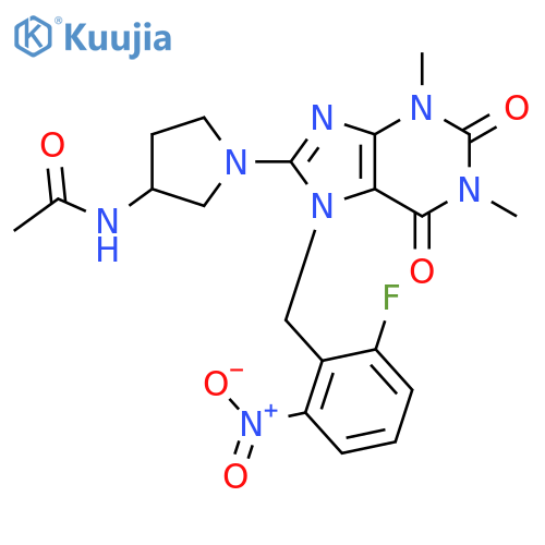 Acetamide,N-[1-[7-[(2-fluoro-6-nitrophenyl)methyl]-2,3,6,7-tetrahydro-1,3-dimethyl-2,6-dioxo-1H-purin-8-yl]-3-pyrrolidinyl]- structure