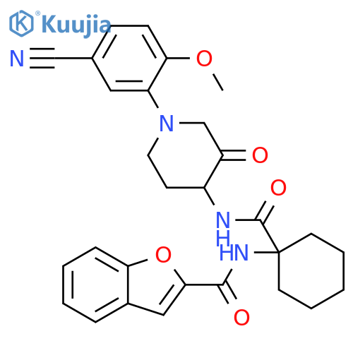 2-Benzofurancarboxamide,N-[1-[[[1-(5-cyano-2-methoxyphenyl)-3-oxo-4-piperidinyl]amino]carbonyl]cyclohexyl]- structure
