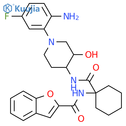 2-Benzofurancarboxamide,N-[1-[[[1-(2-amino-5-fluorophenyl)-3-hydroxy-4-piperidinyl]amino]carbonyl]cyclohexyl]- structure