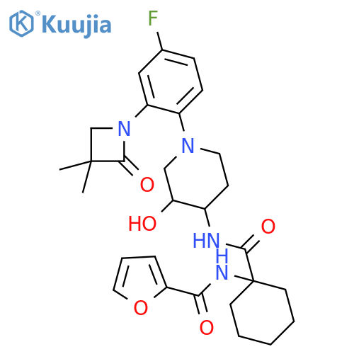 2-Furancarboxamide,N-[1-[[[1-[2-(3,3-dimethyl-2-oxo-1-azetidinyl)-4-fluorophenyl]-3-hydroxy-4-piperidinyl]amino]carbonyl]cyclohexyl]- structure